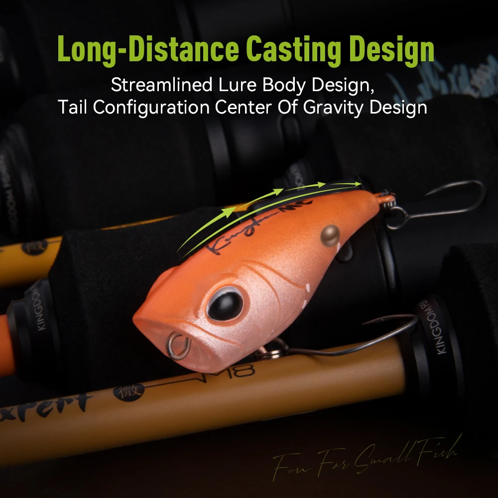 Kingdom-señuelo de pesca Mini Popper, 1,5g, 27mm, 2,2g, 34mm, cebos artificiales flotantes, Crankbaits Topwater para pesca de trucha, lubina y Lucio - imagen 5