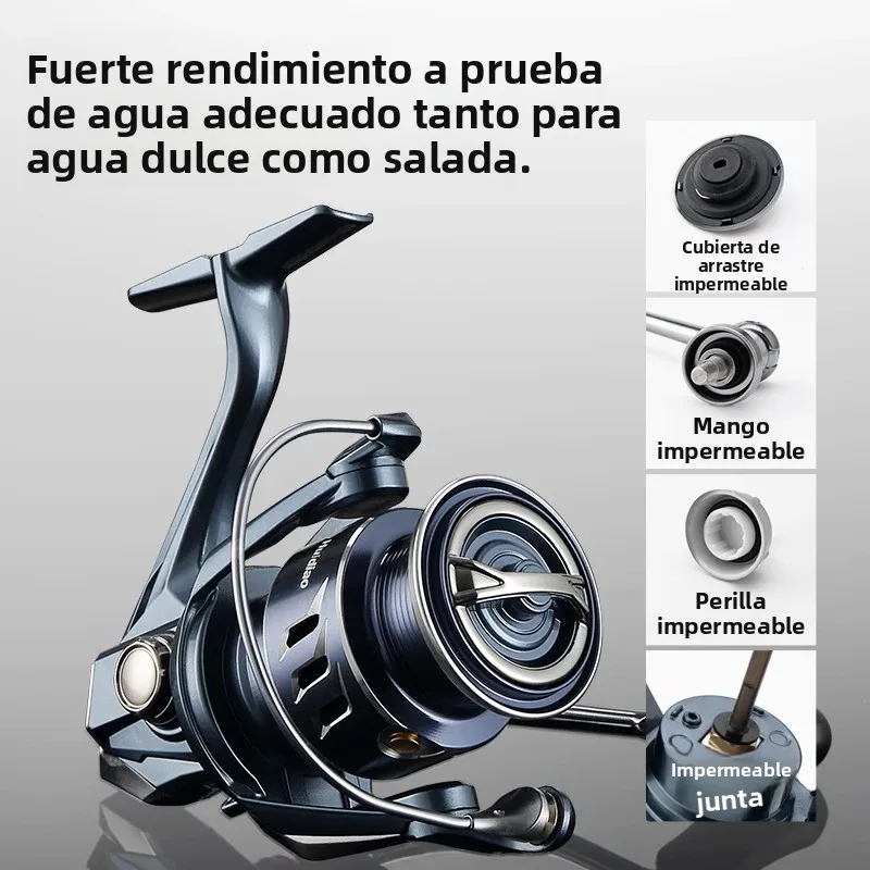 Huidiao carrete giratorio ligero 5 + 1 rodamientos blindados carrete de pesca con señuelo Zero Play mango atornillado CNC para fundición suave - imagen 3