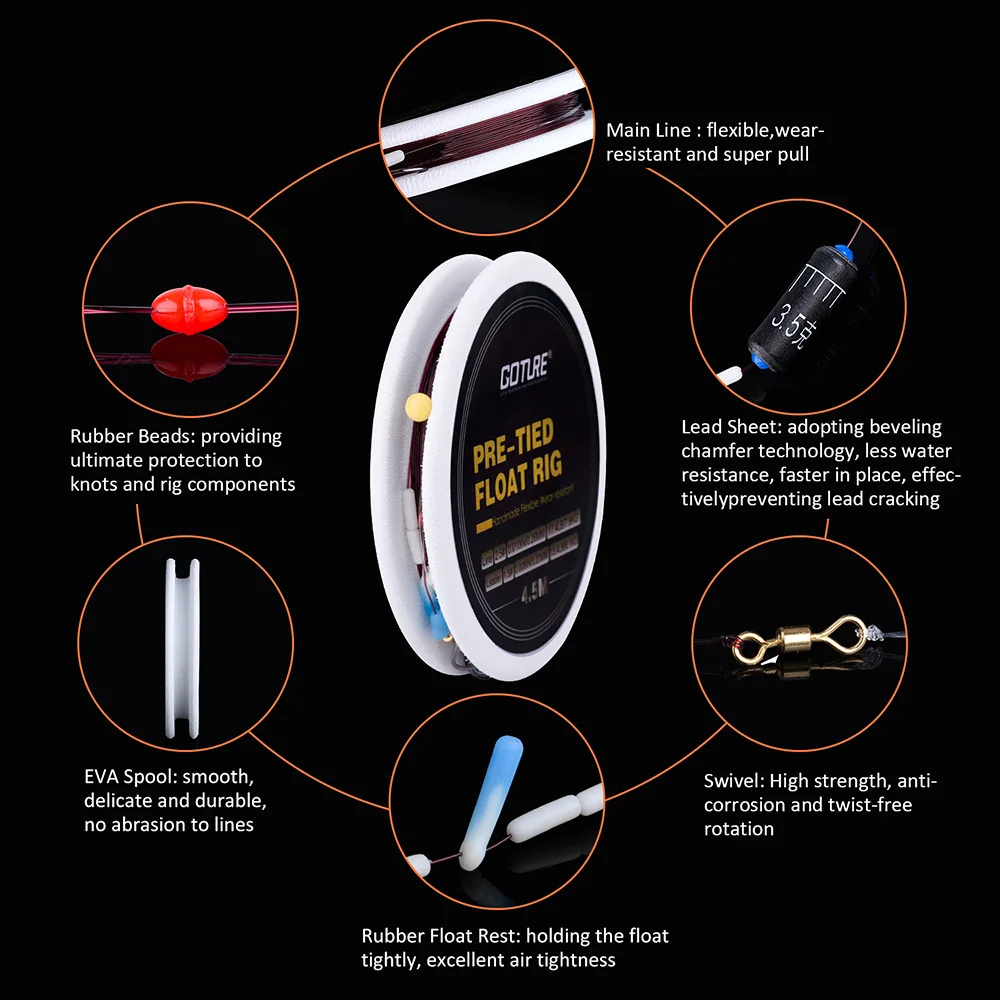 Goture Stream-caña de mano de agua dulce, Kit de caña de pescar telescópica de fibra de carbono, caña Tenkara de 3-7,2 m con puntas de repuesto, con juego de plataforma flotante - imagen 5