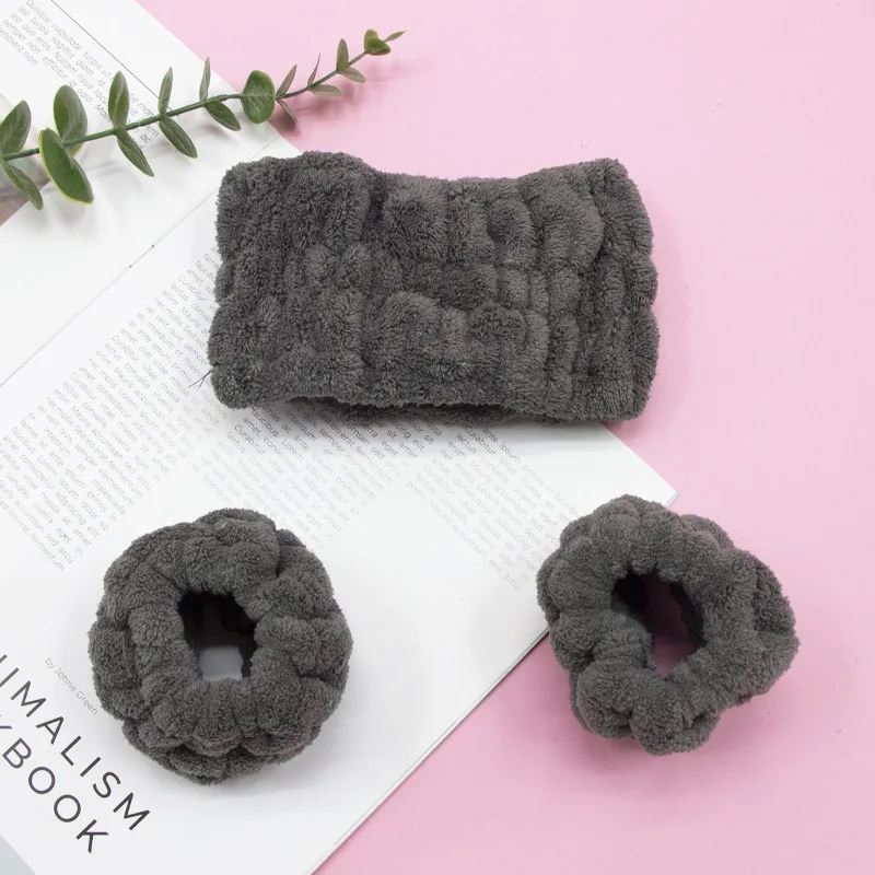3pcs/Set Women Coral Fleece Hair Bands Cuff Waterproof Bands Absorbent Wristbands Wash Face Headbands Head Band Hair Accessories - imagen 4