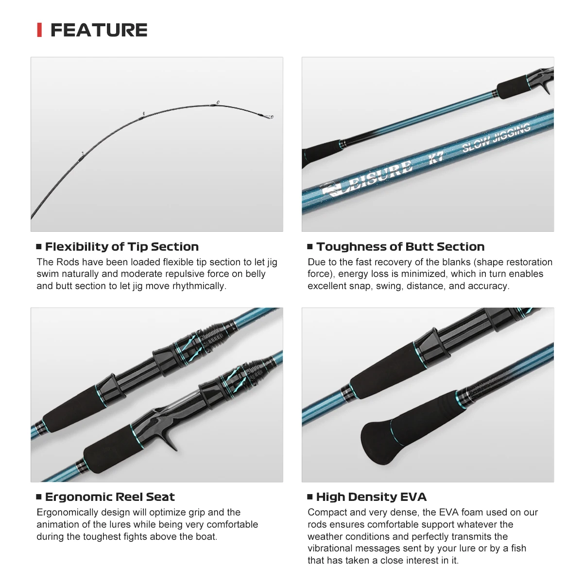 Noeby-Cola de pescar Jigging de paso lento, 1,83 M, 1,96 m, 20 kg de arrastre máximo M, ML 30-350g, peso señuelo, fundición giratoria, caña de pescar de agua salada - imagen 5