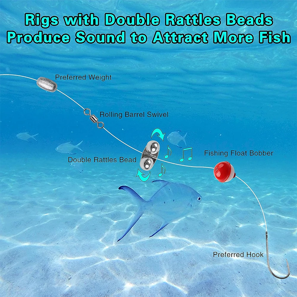 Cuentas de doble sonajero para pesca, accesorios de 25 piezas, aparejo de pez gato, sonajero, campana, atrayente - imagen 5