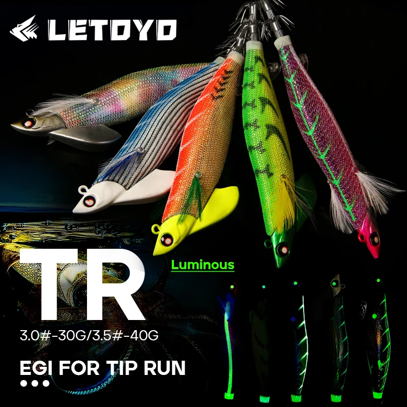 LETOYO 3.5 # /3.0 #   Plantilla de calamar Tip Run, cebo luminoso de calamar que se hunde, cebo Artificial para pulpo, sepia, Señuelos de pesca de mar