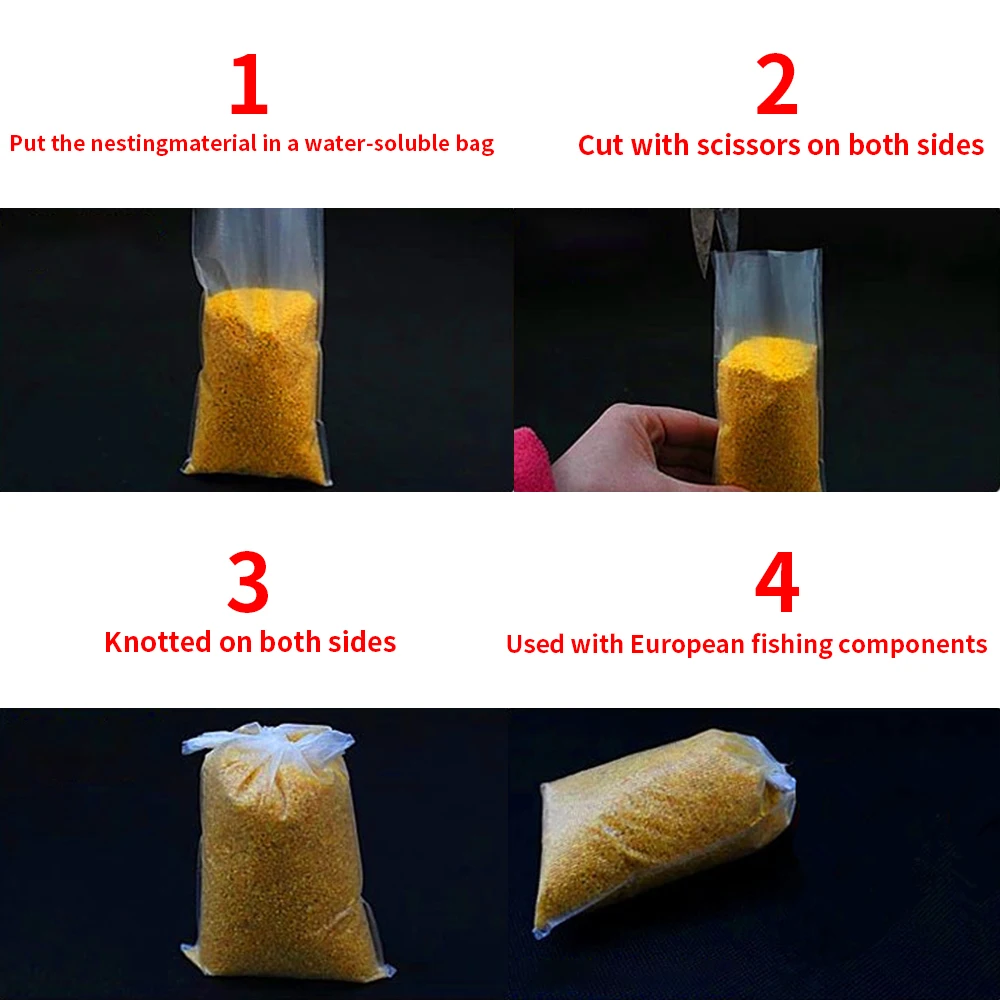 Bolsa de pesca soluble en agua, 50 piezas, 5x10cm/12x16cm, bolsa de cebo soluble en agua, nido de pesca, es Simple y conveniente para guardar cebo - imagen 2