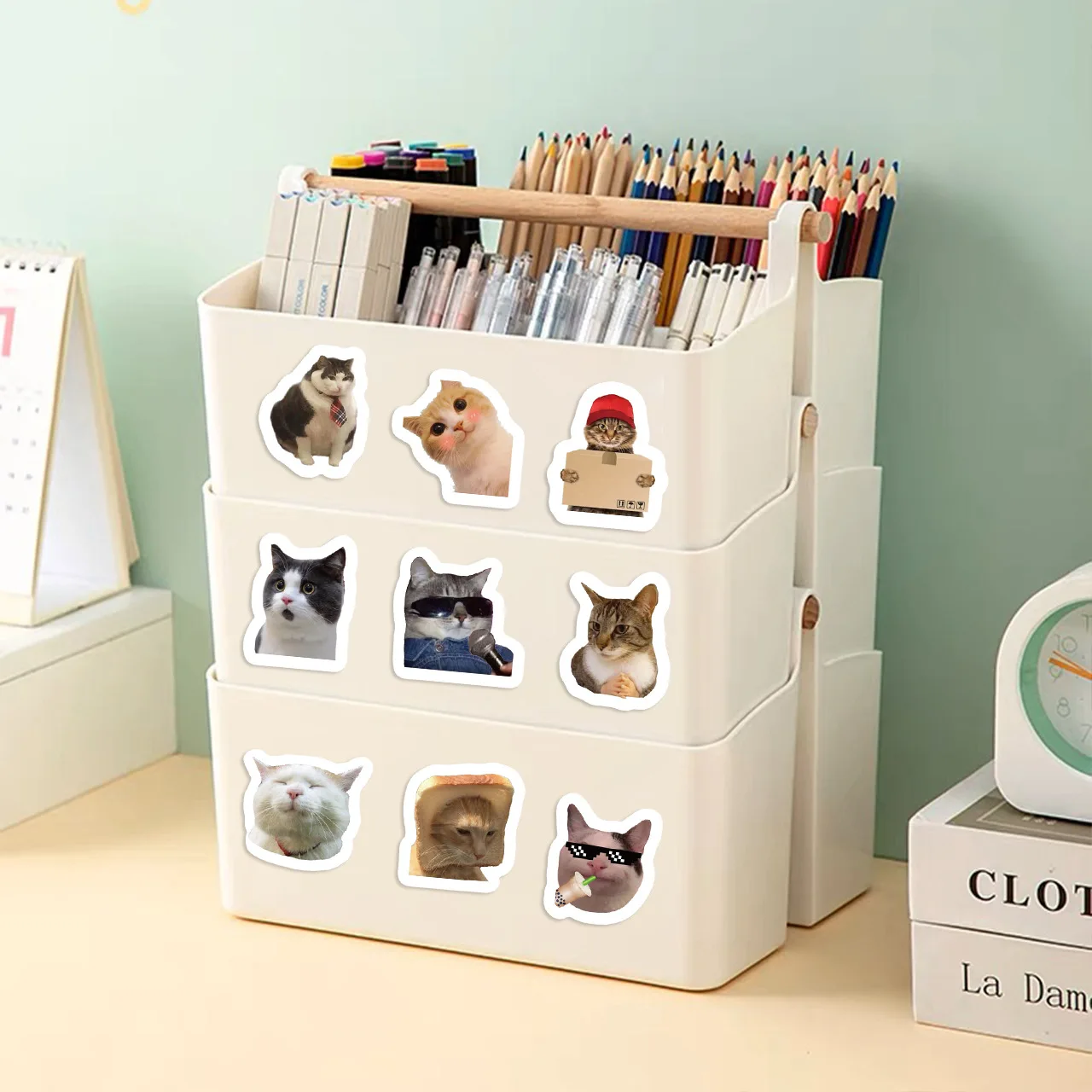 Pegatinas impermeables de gatos para manualidades DIY