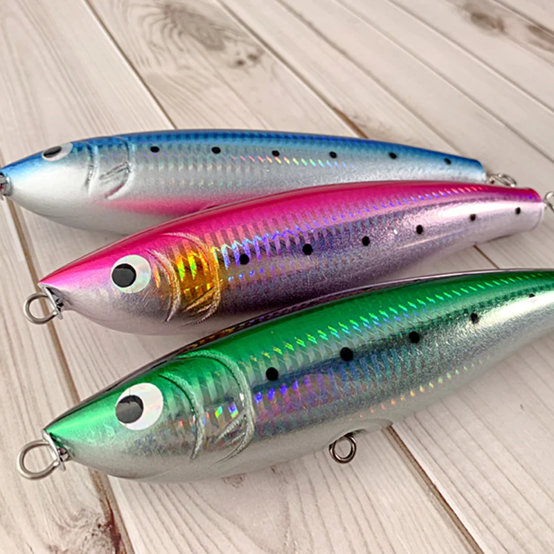 OBSESSION WD108 señuelo de madera de pesca de curricán hecho a mano 70g con superficie de gancho de origen carpa de lubina de agua salada cebo de lápiz de madera flotante - imagen 4