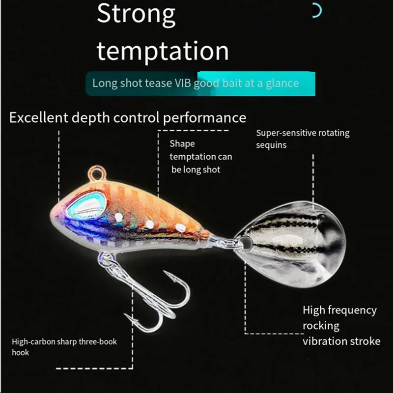Mini señuelo de pesca de Metal VIB con cuchara, 6G, 10g, 17g, 25g, 2cm, aparejos de pesca, Pin Crankbait, vibración, Spinner, hundimiento, cebo Artificial - imagen 5