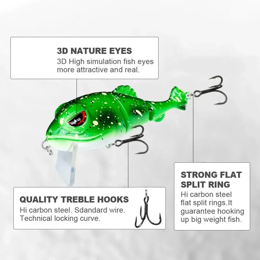 Cebo de natación, señuelo de pesca articulado, cebo duro flotante con señuelo de pesca Jerk para cebo grande, Lucio, pececillo, señuelo de alta calidad - imagen 5