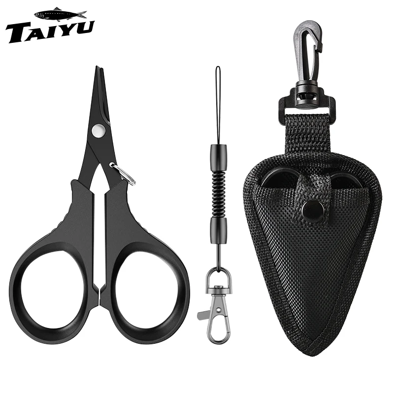 TAIYU-tijeras multifuncionales de acero inoxidable chapadas en titanio para pesca, Clip de señuelo, línea de PE, peso de plomo, Mini Toothisso de pesca