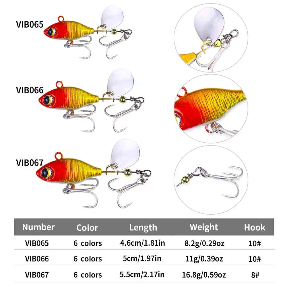 1 Uds. Cebo giratorio de Metal VIB con vibración Spinner cuchara Señuelos de Pesca 7g 10g 14g plantillas trucha Lucio Pesca cebos duros aparejos de Pesca - imagen 3