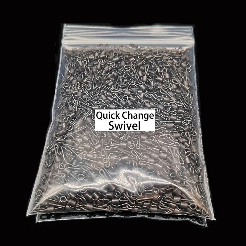 Conector de Pesca giratorio de cambio rápido, rodamiento en forma de Q, giratorios para aparejos de Pesca de carpa, accesorios, 1000 Uds.