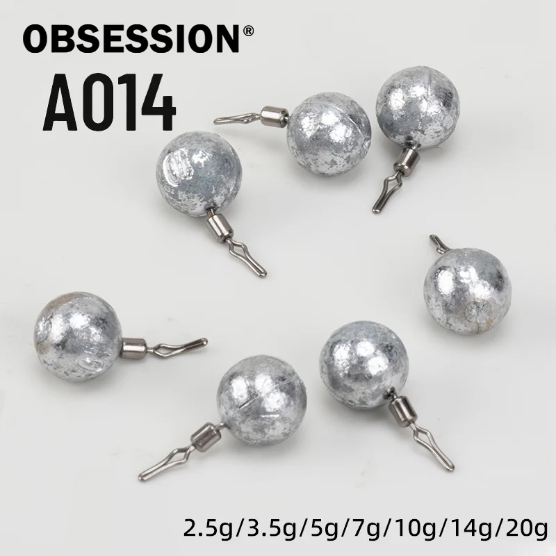 OBSESSION A014 10 unids/lote 2,5g 3,5g 5g 7g 10g plomo de peso de bola redonda para pesca accesorios de tiro conector de señuelo Texas - imagen 2