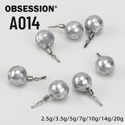 OBSESSION A014 10 unids/lote 2,5g 3,5g 5g 7g 10g plomo de peso de bola redonda para pesca accesorios de tiro conector de señuelo Texas