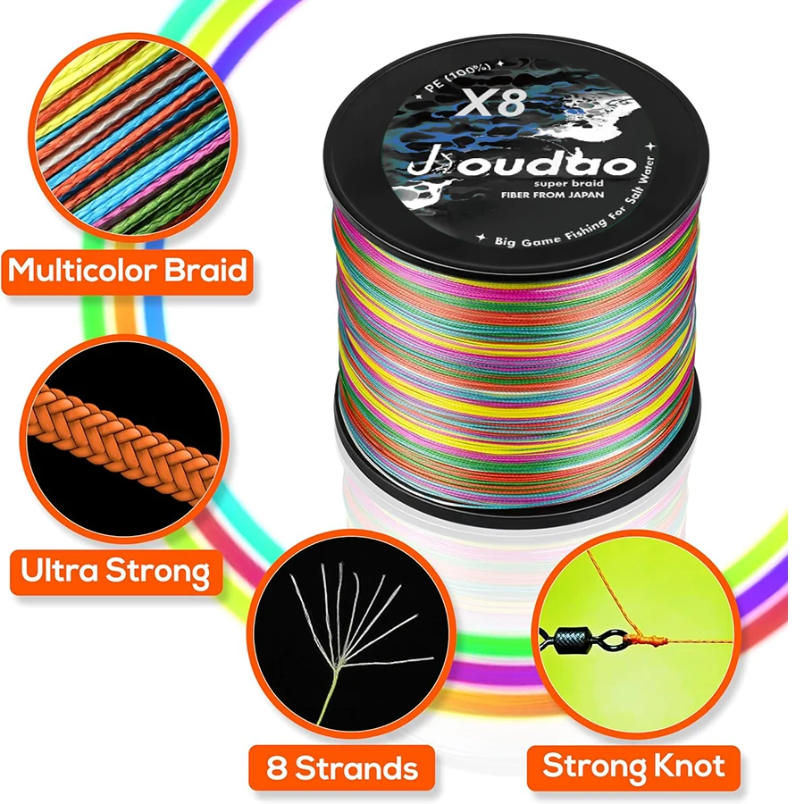 Sedal de pesca trenzado de 8 hebras, hilo Multicolor de 500m, 300m, X8, para agua salada y dulce, 10-220lb, regalo de pesca, decoración de vacaciones - imagen 3