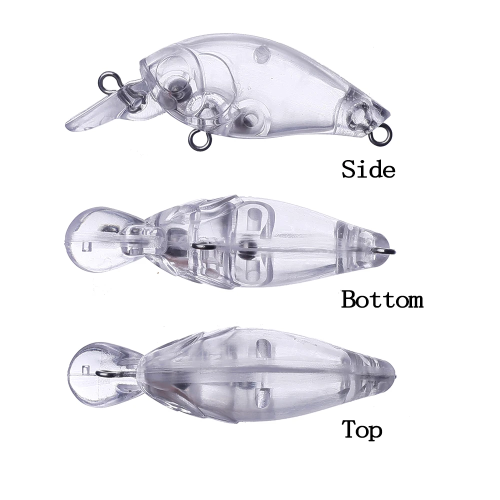 Chan'sHuang-Cebo en blanco sin pintar, 50 piezas, 45mm, 2,7g, sonajero flotante, Mini Crankbait, aparejo de señuelo de pesca Artificial hecho a mano - imagen 3