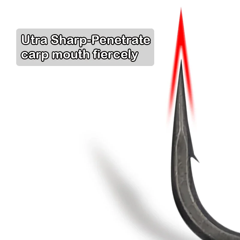 10 Uds. Anzuelo de pesca de carpa recubierto de PTFE Micro púa gancho de carpa aleación de acero súper duro y afilado súper calidad - imagen 2