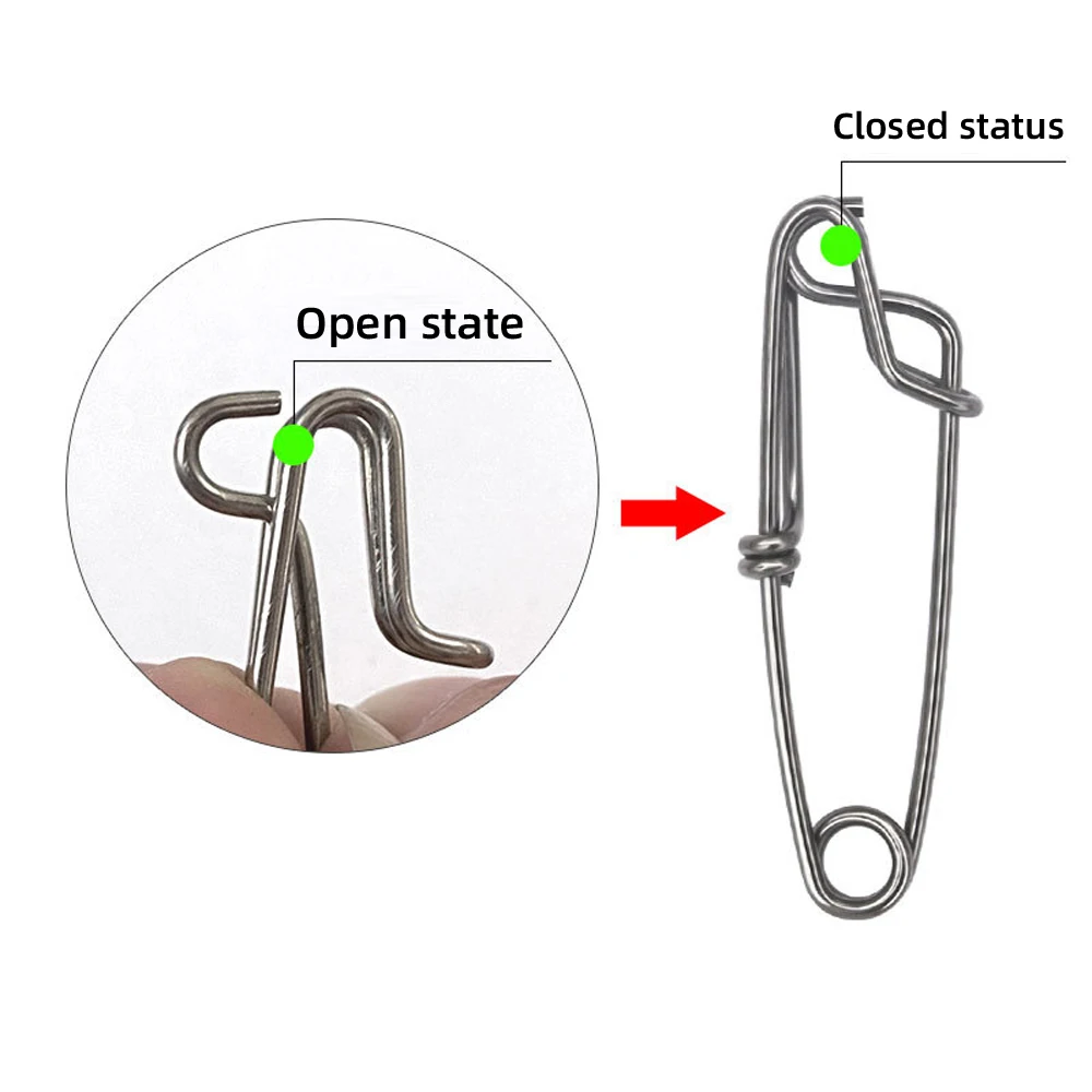 Señuelo de pesca de acero inoxidable, 1 o 5 uds., Pin rápido, conector de Clip de ojo abierto, herramientas de pesca, accesorios de pesca