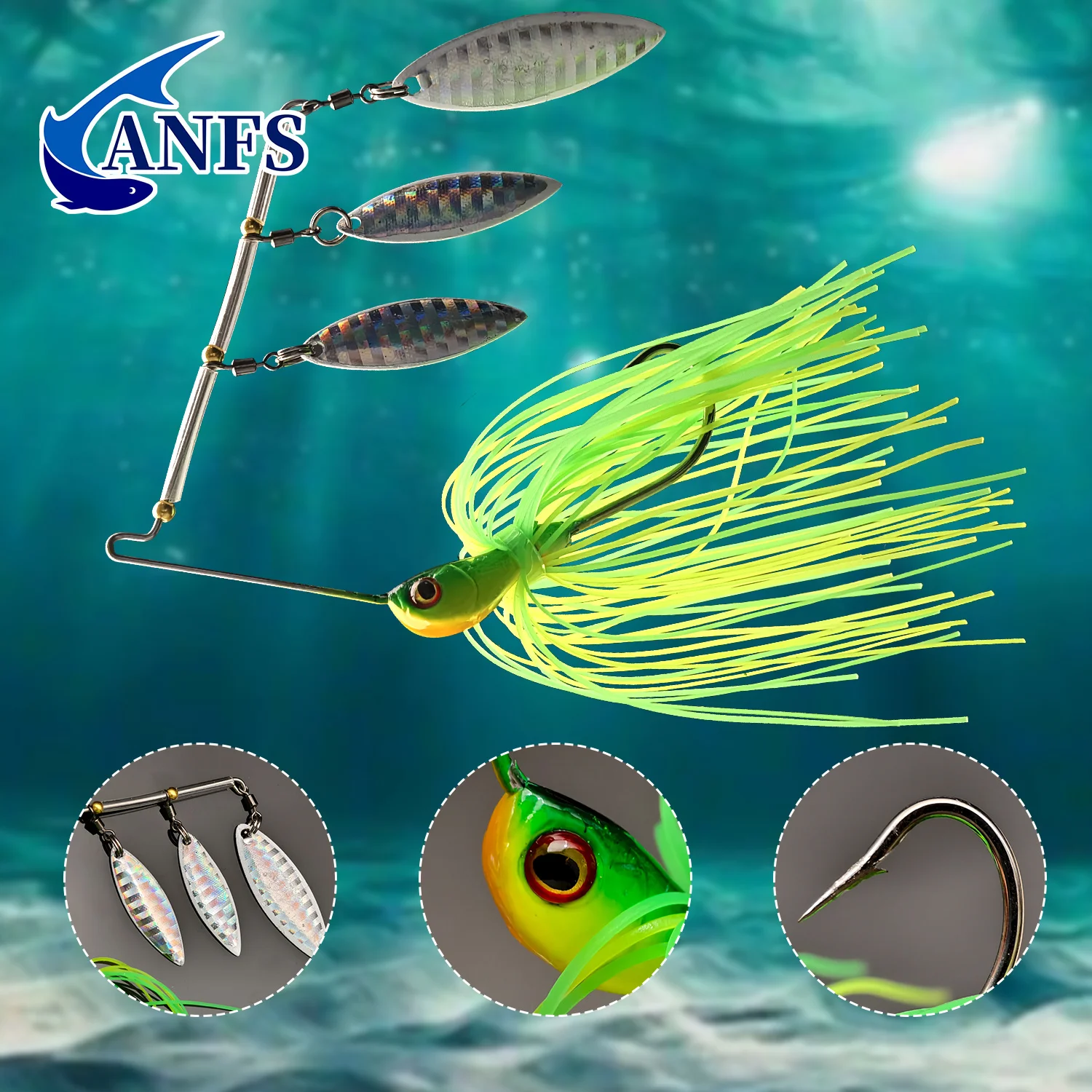 Ángulo de las cuchillas giratorias del spinnerbait ANFS