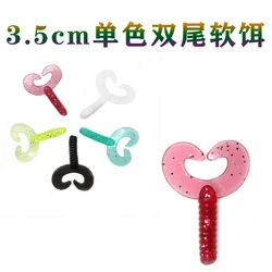 Señuelo de pesca con cebo suave en forma de paraguas, 3,5 cm/1g, larva, doble cola, Buzz, anzuelo con cabeza de anzuelo, gusano, señuelo Artificial, lote de 1 piezas