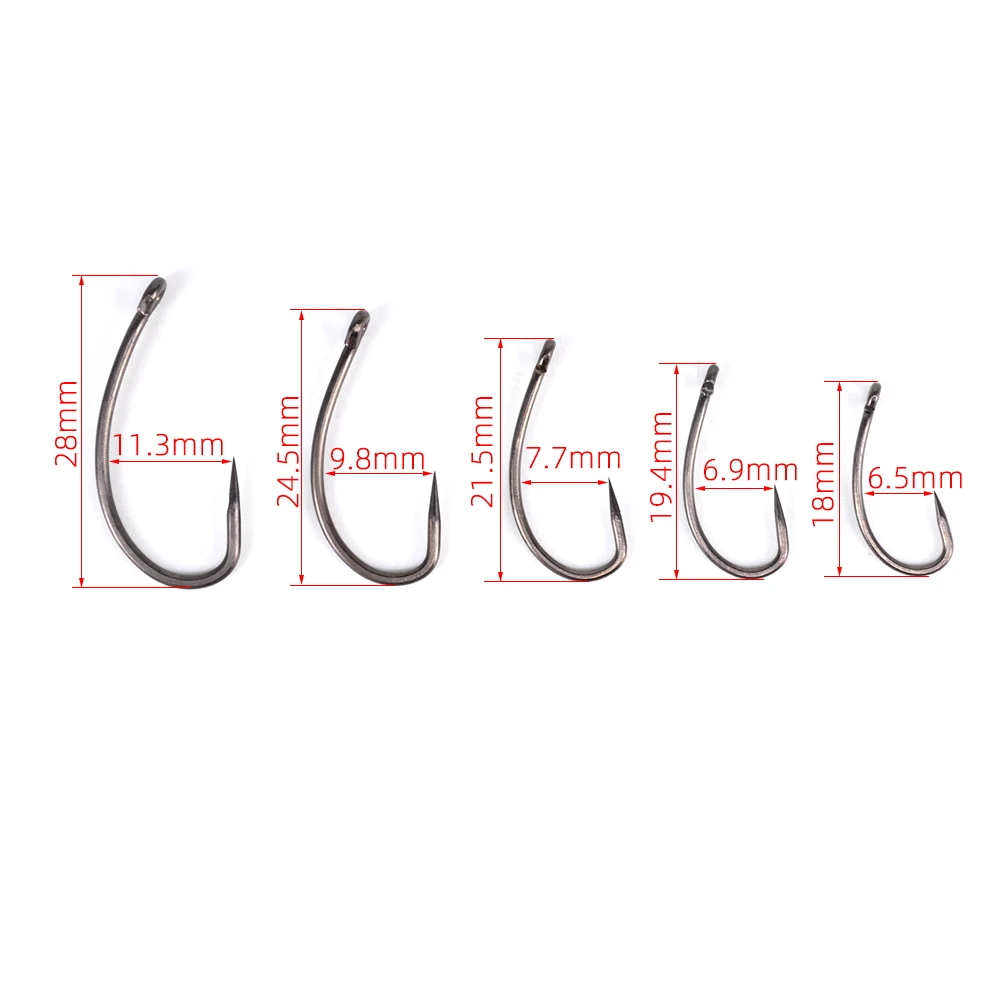 Hirisi-anzuelo de pesca recubierto de PTFE, anzuelo de acero inoxidable con alto contenido de carbono, anzuelo sin púas con ojo, aparejos de pesca de carpa X502, 15 piezas - imagen 4