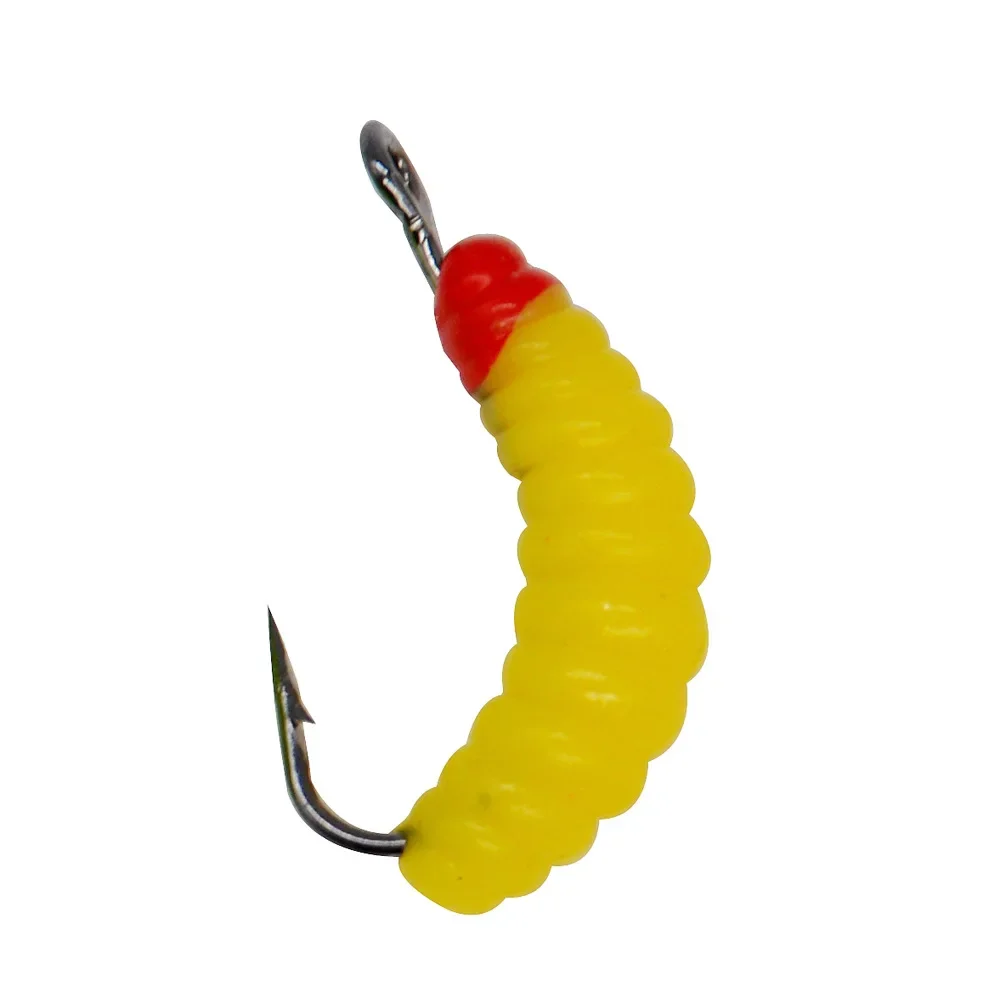 MUKUN 30 Uds gusano pesca con mosca trucha húmeda moscas gusanos brillantes cebo larva con ganchos para trucha perca pesca de lubina mosca insecto señuelos - imagen 2