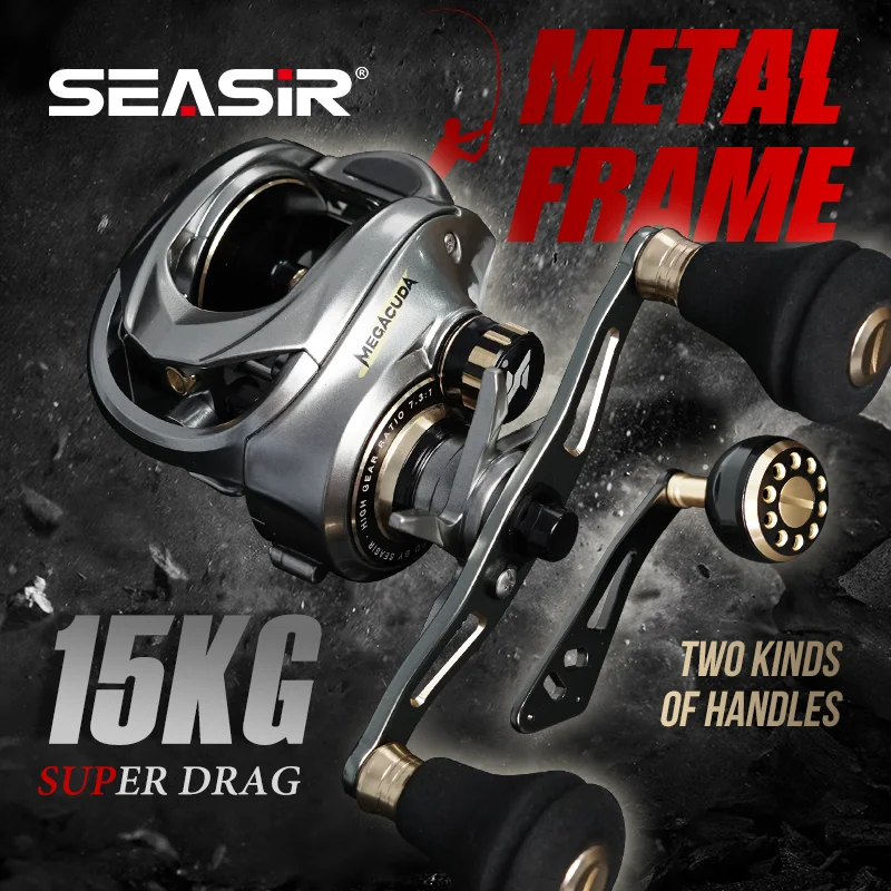 Carrete Baitcasting Seasir Megacuda 6.5:1 Carbono – Jigging Mar - imagen 3