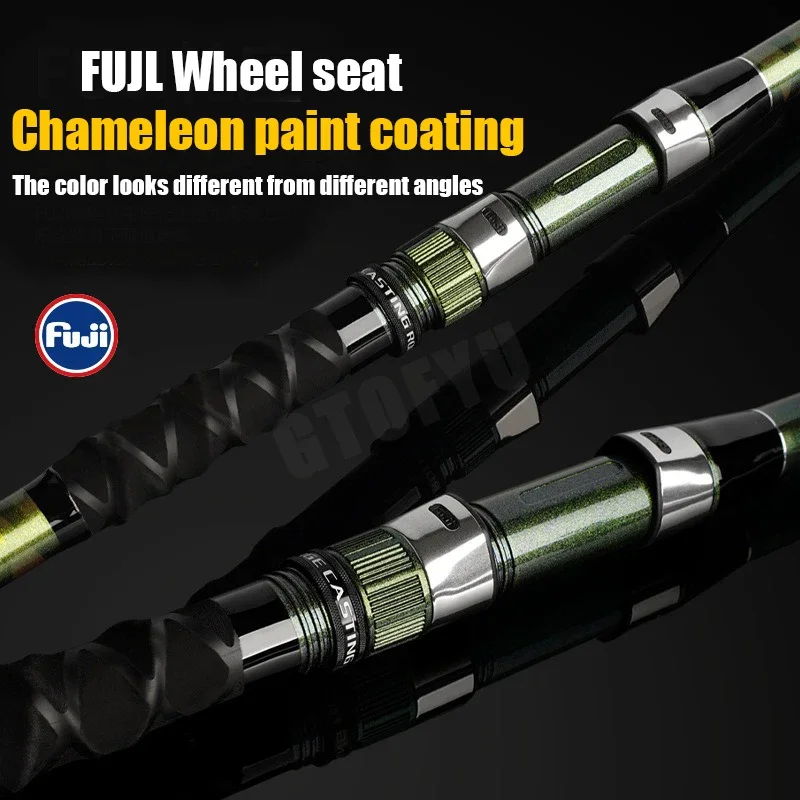 Caña de pescar de carpa de 4,2/3,9 m, 50lb, 3 secciones, asiento de carrete FUJI, 40t, fibra de carbono, lanzamiento de viaje, 80-300g, caña giratoria de fundición a tierra - imagen 2