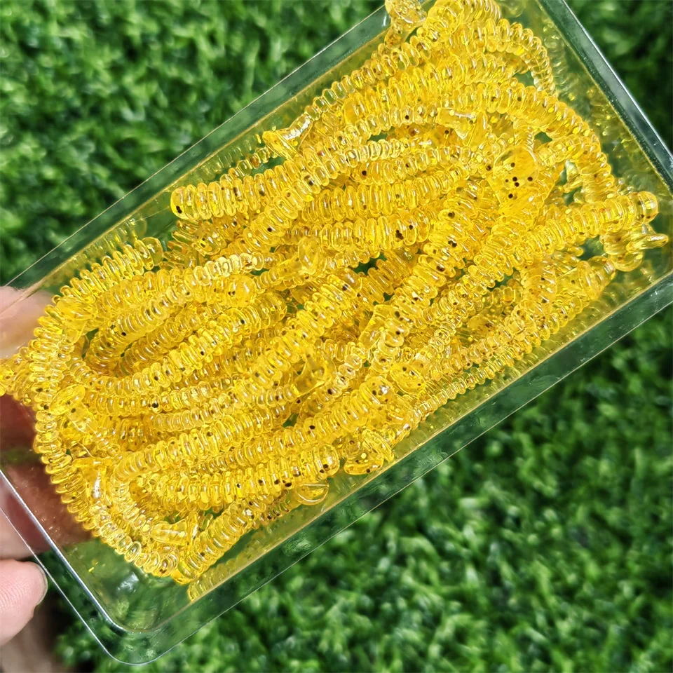 MUKUN 50 Uds. Señuelos blandos, cebos de gusanos de silicona, 0,43g/45mm, Mini Wobblers de Jigging, Swimbaits artificiales para aparejos de pesca de carpa lubina - imagen 3