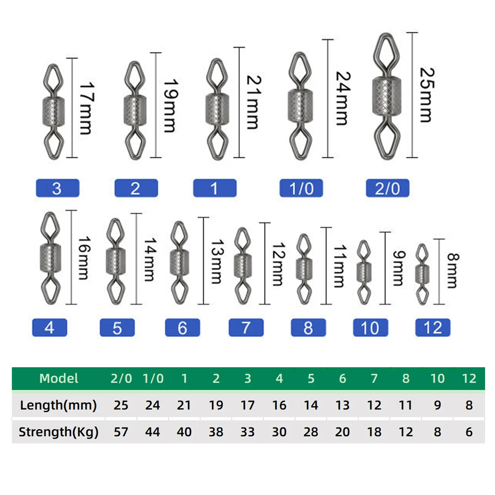 DNDYUJU 100 Uds barril de pesca giratorios patrón de diamante latón giratorio gancho de pesca conector accesorios de pesca herramientas - imagen 2