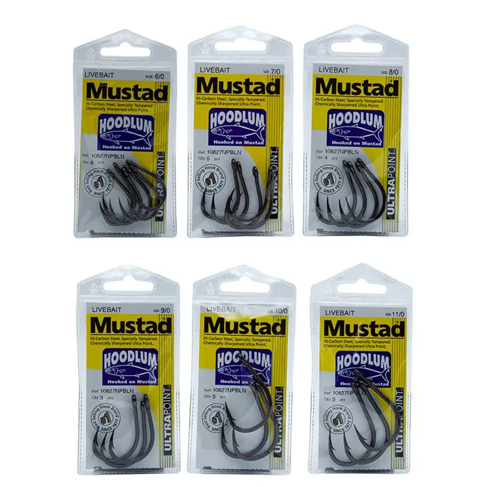 Anzuelos Mustad 10827NP con púas y ojal para pesca marina - imagen 4