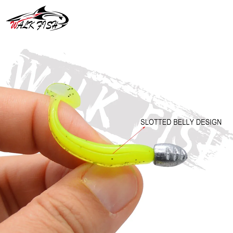 WALK FISH-señuelos artificiales de gusano de cola en T, cabeza de plantilla de pesca de fondo de raíz, gancho de cebo suave, 5 unidades por lote - imagen 5