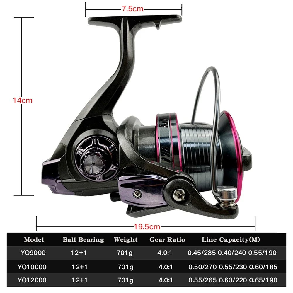 Molinete de pesca de carpa, carrete giratorio grande y fuerte, 12 + 1BB, Super Sea Fishing Wheel, alta velocidad 4,0: 1 Fish Tools - imagen 5