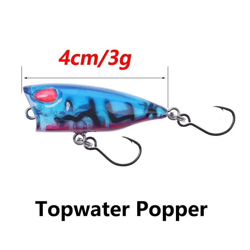 Señuelo de pesca Popper Topwater, cebo duro Artificial de 4cm y 3g con anzuelos para lubina, trucha, Lucio, Wobblers, aparejos de pesca Swimbait, 1 ud. - imagen 4