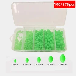 Cuentas de pesca luminosas verdes ovaladas