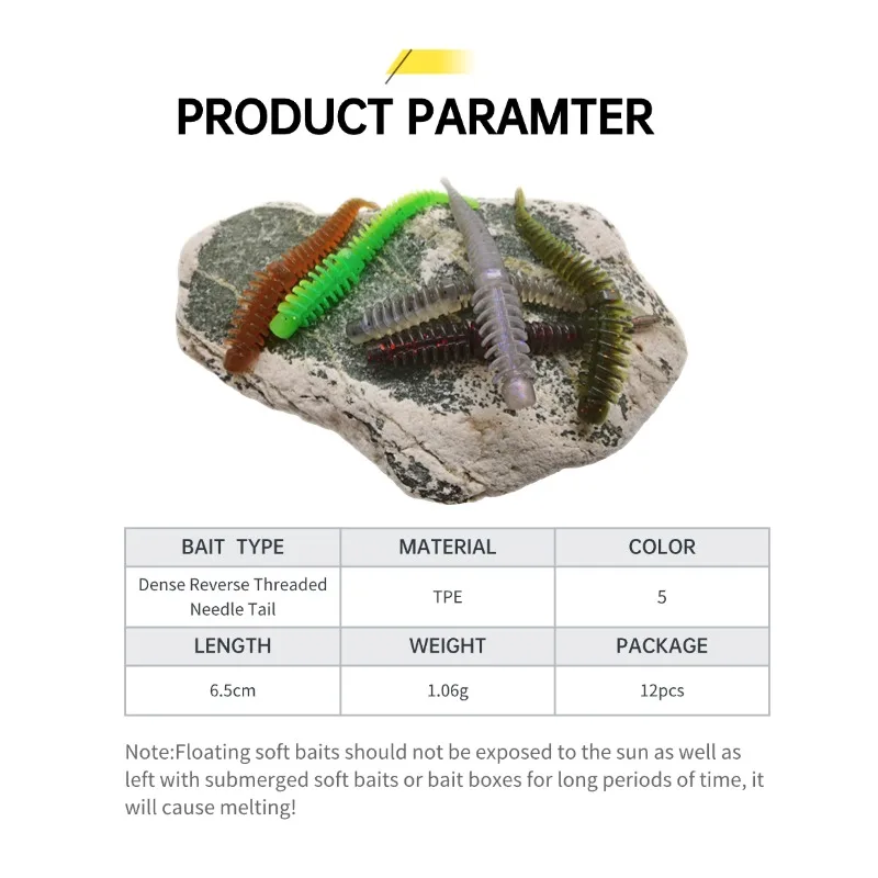 SENSEYE-cebo flotante suave para peces, gusanos TPE de 65mm para Pesca de Lucio, cola de sauce, aparejos de Pesca artificiales - imagen 4