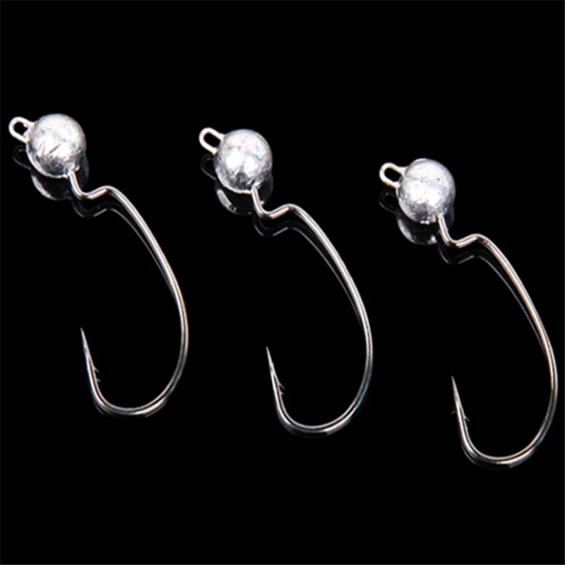 Anzuelos de pesca con cabeza de plomo, 2 unids/lote, 3g, 5g, 7g, 10g, cebos blandos, accesorios de anzuelos de gusano - imagen 2