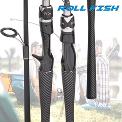 ROLLFISH-caña de pescar giratoria/fundida, caña de pescar de fibra de carbono, 1,8-2,7 M, 2 secciones para pesca de lubina de agua dulce y salada