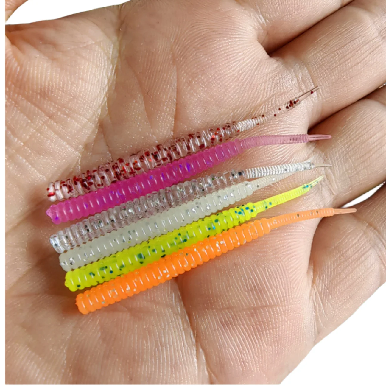 MUKUN-señuelo de pesca suave pequeño, cola de aguja Artificial Wobbler de silicona, cebo de gusano, aparejos de pesca, 0,3g/0,45g, 10 unidades por lote - imagen 3