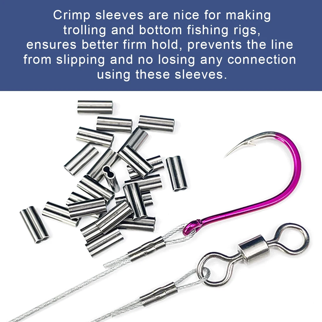 Mangas de prensado de pesca, tubo de alambre de pesca de un solo barril doble, accesorios de sedal, conector de tubo, 9KM, 50 Uds. - imagen 3