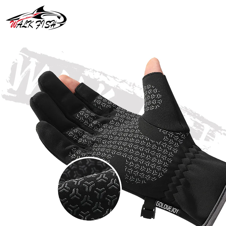 WALK FISH-guantes de pesca universales para hombre y mujer, protección antideslizante para pesca, para invierno, 1 par - imagen 2