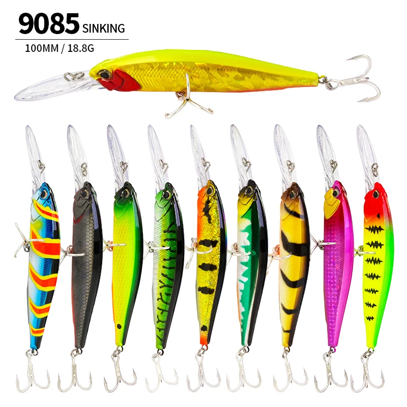 Señuelos de Pesca de pececillos que se hunden, cebo Artificial de fundición larga, trucha de agua salada, Wobbler, Swimbait, equipo de Pesca, 100mm, 18,8g - imagen 3