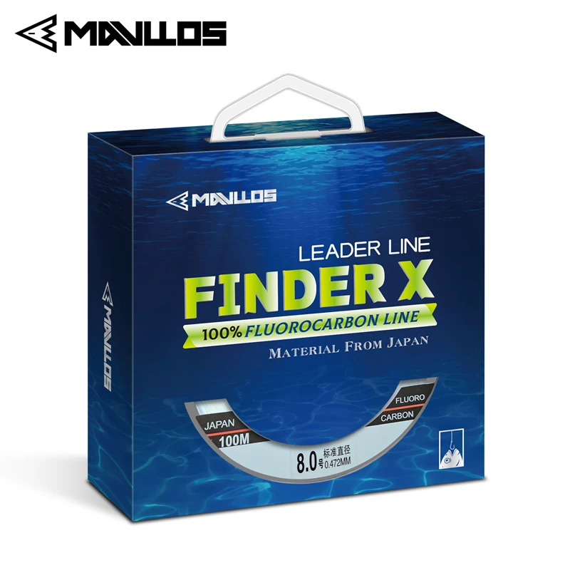 Mavllos Finder X 100% línea de fluorocarbono 50m fregadero monofilamento línea de pesca de fluorocarbono línea de pesca líder de fibra de carbono