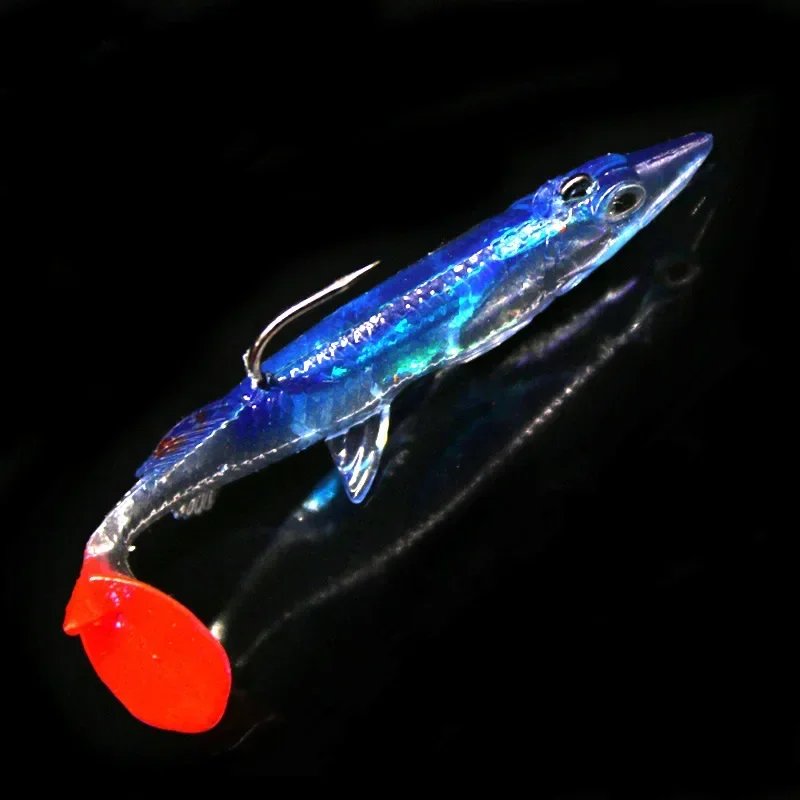 Juego de cebo suave para fregadero de pescado, 8cm, 6g, kit de Señuelos de Pesca, Wobblers, cabeza de plantilla, cebos de silicona realistas, lubina, carpa, Lucio, cola larga, 1 Uds. - imagen 4