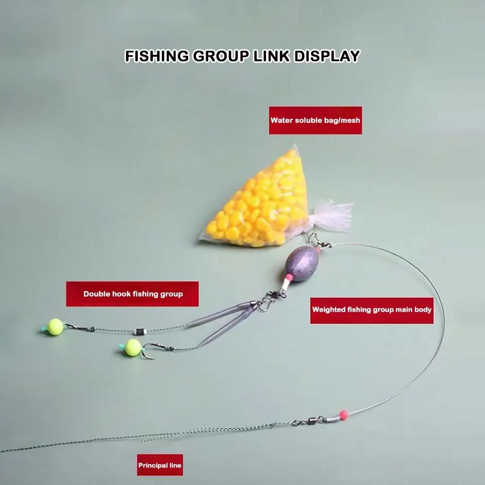 5 uds 2025 equipo de Pesca aparejos de pelo anzuelo Pesca listo hecho anzuelo de Pesca de carpa 3 # -10 #   Aparejos de carpa, señuelo de pesca, aparejos de pesca - imagen 3