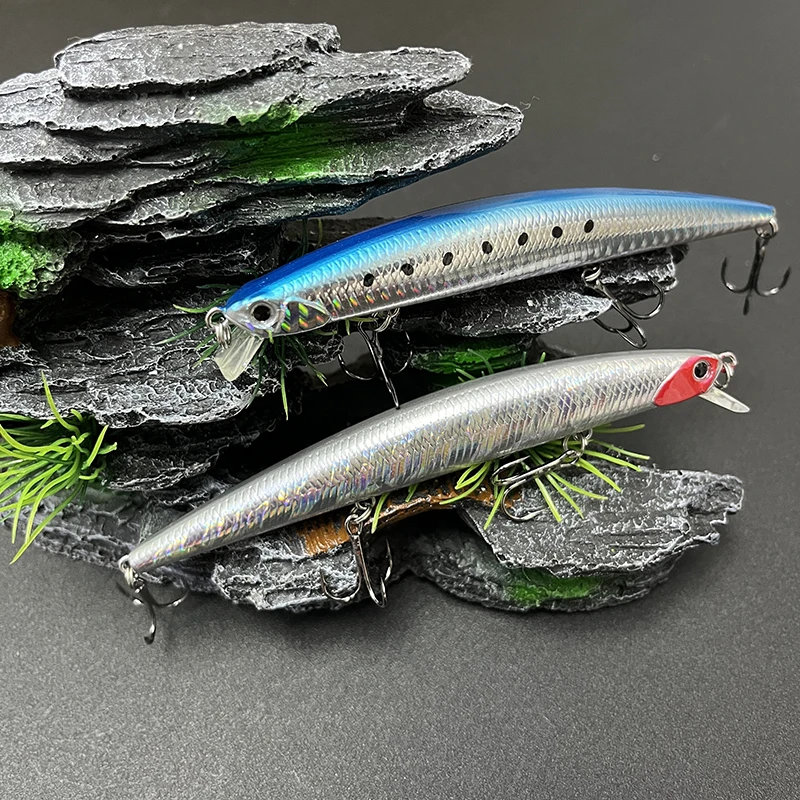 Señuelo de Pesca flotante de pececillo, cebo Artificial delgado de fundición larga, Wobbler, Jerkbait, Swimbait, suministros de Pesca, 1 Uds., 125mm, 15g - imagen 2