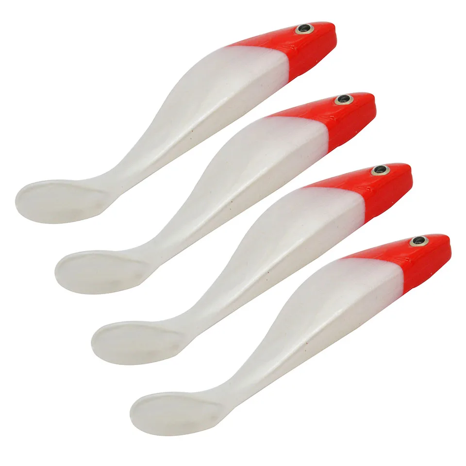Señuelo suave de silicona para pesca, aparejos de 10,5 CM/7,8G, rojo y blanco, Swimbait, Serpentina de mar, gusano, ojos 3D, Wobblers, lote de 4 unidades - imagen 4