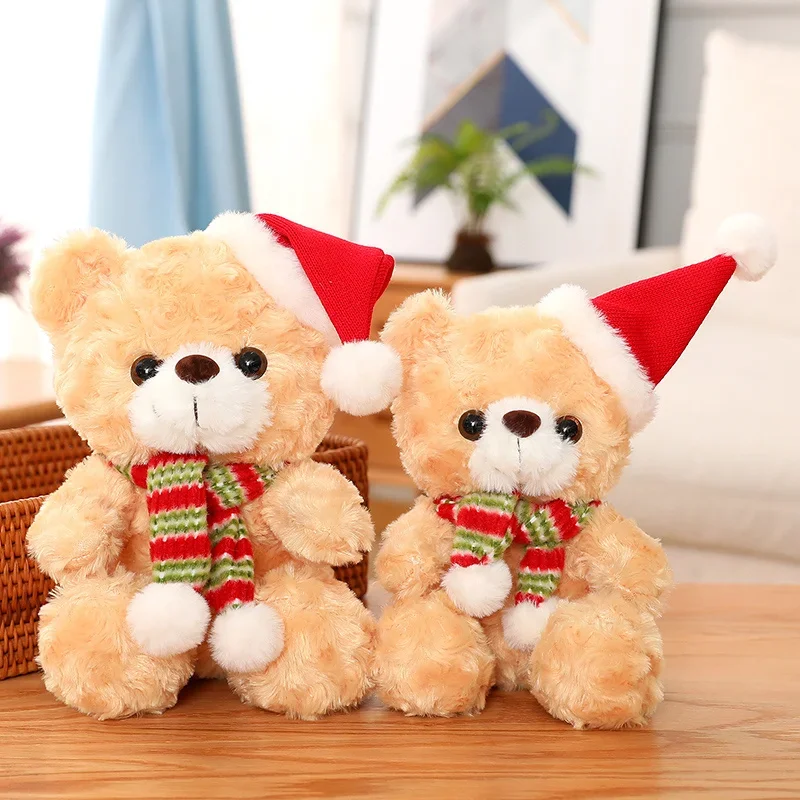 Oso de peluche con sombrero de Navidad para niños, muñecos de peluche suaves, bonitos, regalos de cumpleaños y Navidad, 23CM - imagen 3
