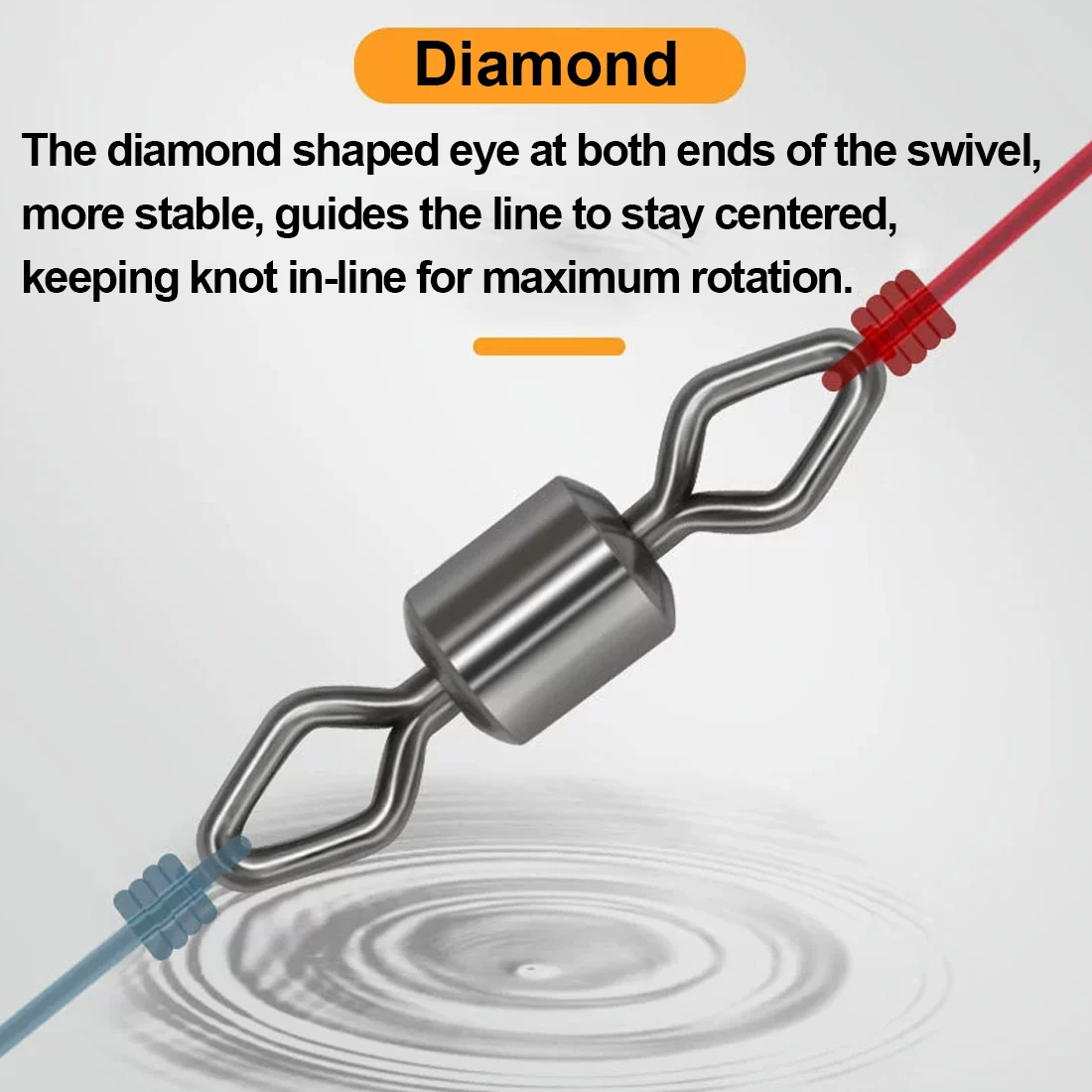 FishTrip-pesca giratoria rodante, paquete de 50 giratorios de agua salada de alta resistencia con diamantes, elimina la torsión de la línea - imagen 4