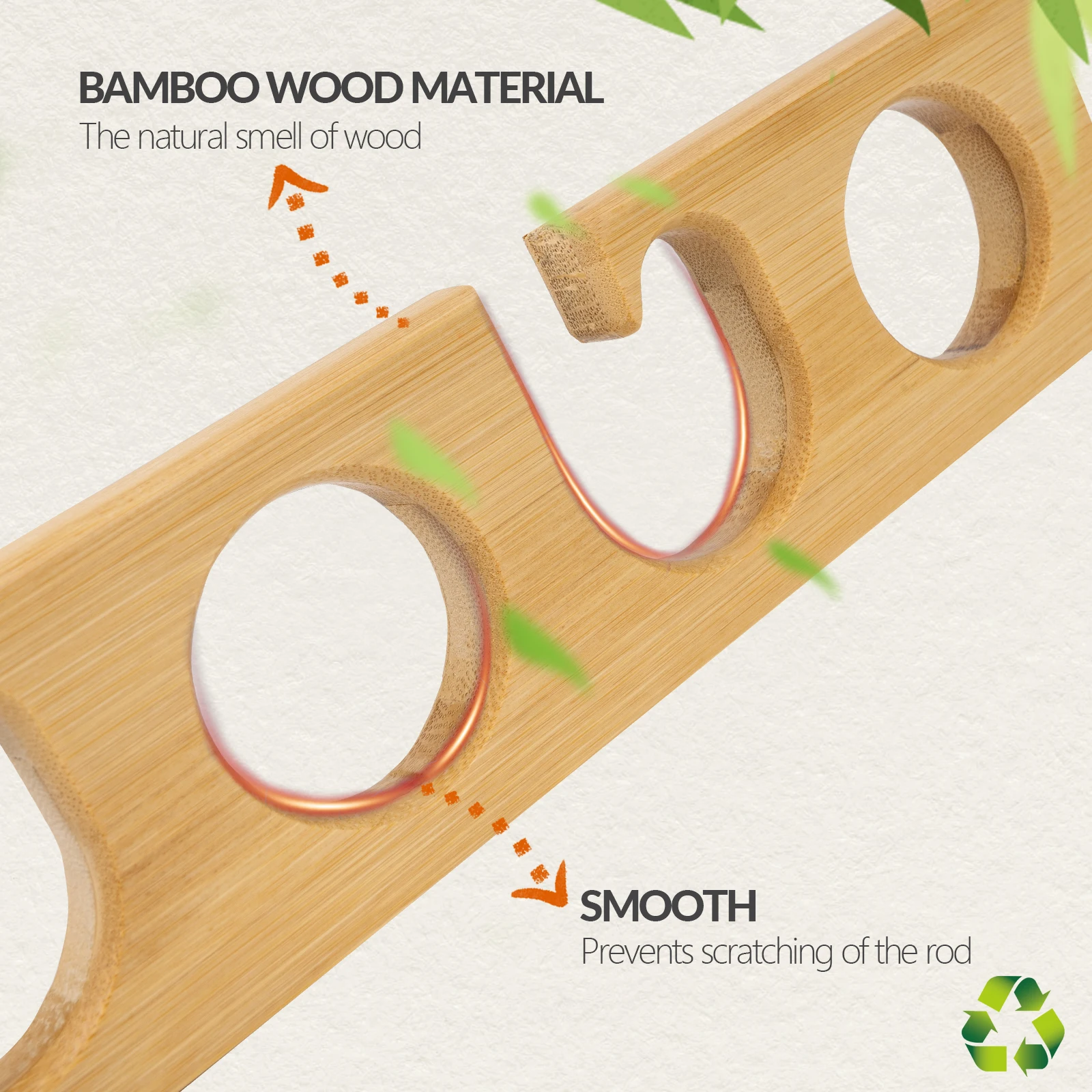 Soporte de pared para cañas de pescar en madera — estante horizontal - imagen 2