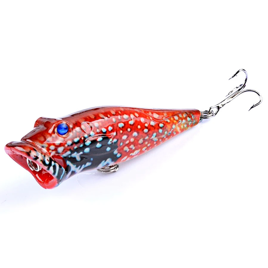 Juego de Señuelos de Pesca Popper Crankbait a rayas, aparejos pintados con puntos, cebo duro Artificial con gancho, 8cm/12,4g, Wobbler para peces/luccio, 5 uds. - imagen 5